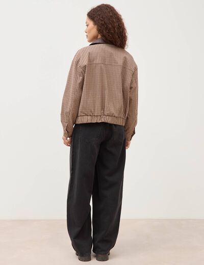 Blouson oversize manches longues doubl&eacute; ficelle femme