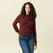 Pull col montant manches longues bordeaux femme
