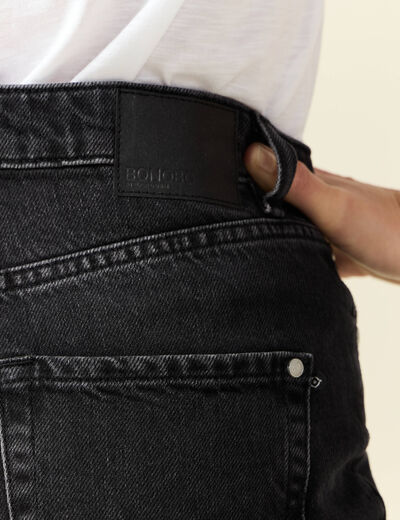 Jeans barrel taille haute denim noir femme