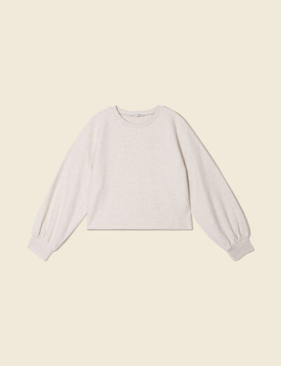 Sweat oversize court manches longues creme femme