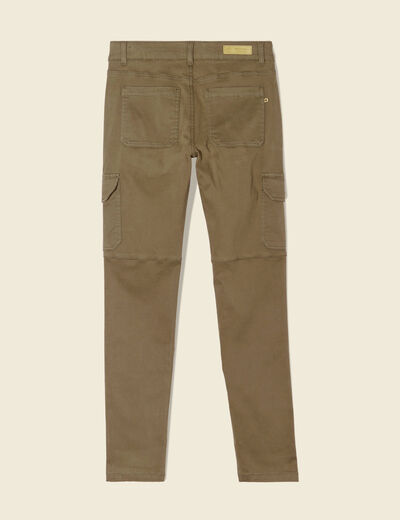 Pantalon slim poches cargo vert kaki femme