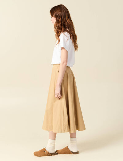 Jupe en coton beige femme
