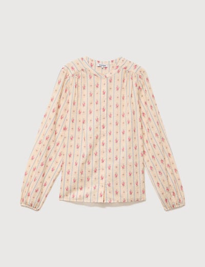 Chemise ample en coton manches longues blanc femme