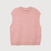 Pull droit court sans manches col rond rose pastel femme