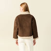 Manteau oversize court col classique marron fonc&eacute; femme