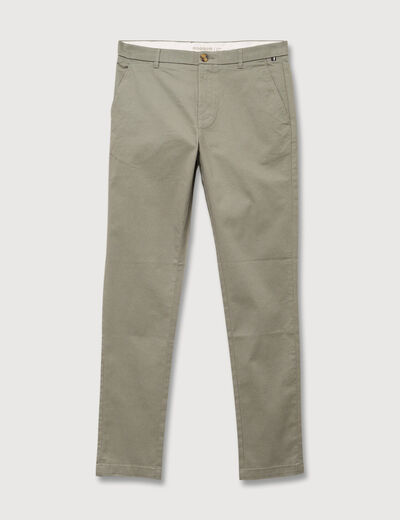 Pantalon chino slim vert kaki homme