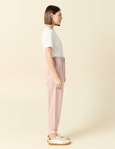 Jeans slouchy 7/8ème rose clair femme