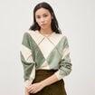 Pull col rond manches longues vert pastel femme