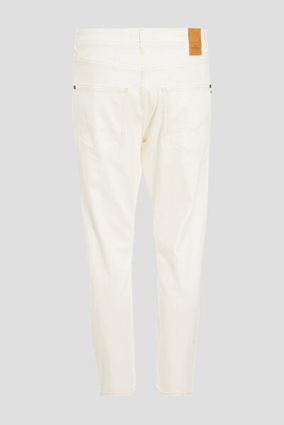 Jeans tapered détails destroy denim blanc homme