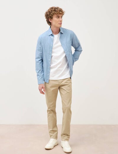 Pantalon chino slim beige homme