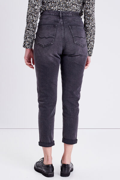Jeans mom taille haute denim noir femme