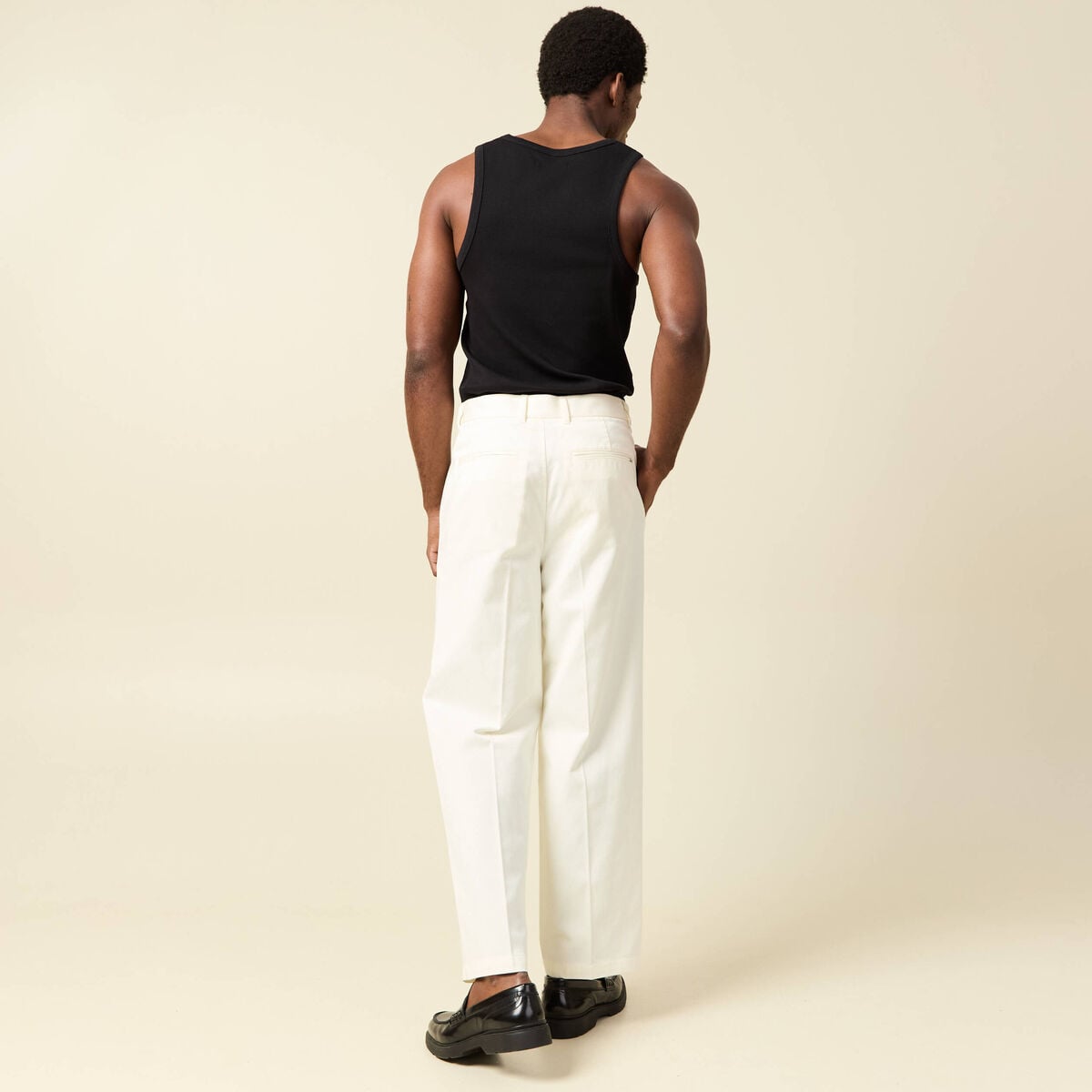 Pantalon droit longueur 32 ecru homme