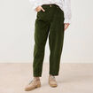Pantalon barrel taille haute velours vert fonc&eacute; femme