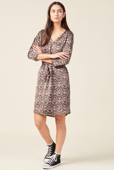 Robe droite à coulisse noir femme