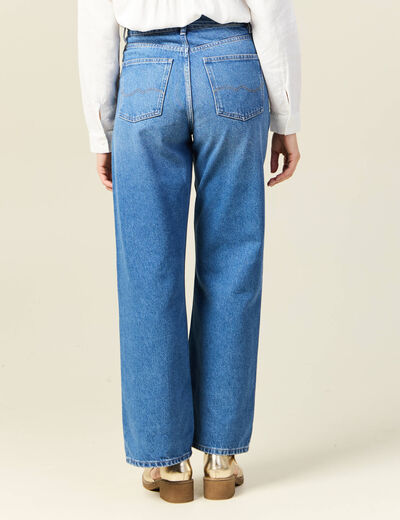Jeans baggy ceinturé denim stone femme