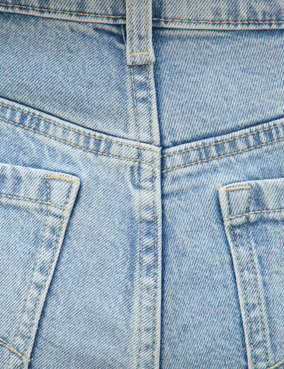 Jeans large taille haute denim baby bleu femme