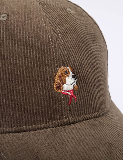 Casquette velours en coton taupe homme