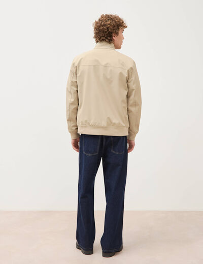 Blouson col camionneur manches longues beige homme