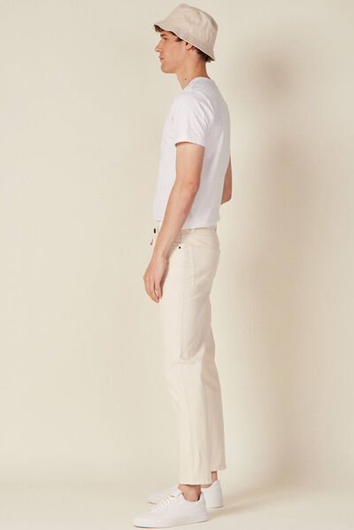 Jeans slim 5 poches denim blanc homme