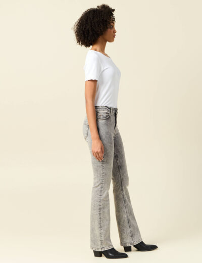 Jeans bootcut denim gris clair femme
