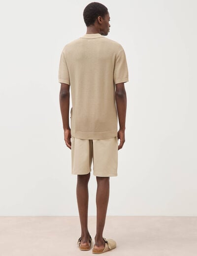 Polo manches courtes beige homme