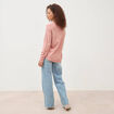 Pull manches longues col en V rose clair femme