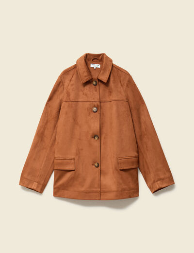 Veste manches longues doubl&eacute;e camel femme