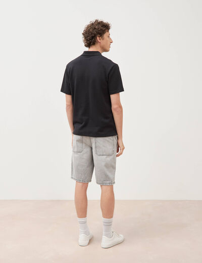 Polo droit col polo manches courtes noir homme
