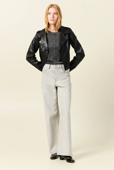T-shirt manches courtes gris foncé femme