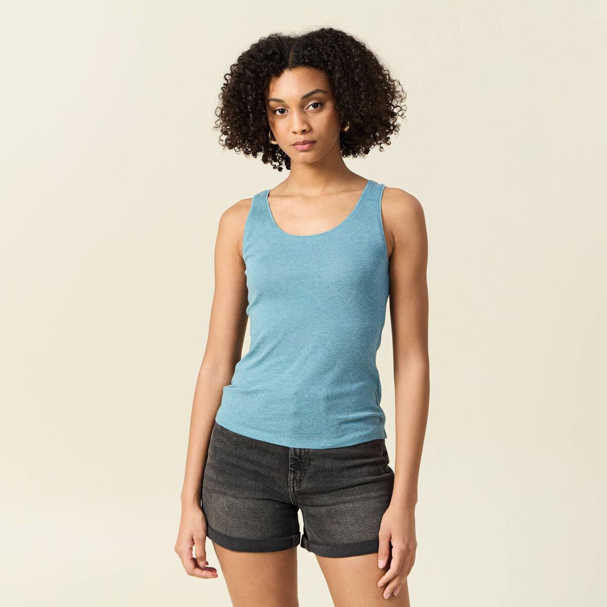 Débardeur femme uni col arrondi Instinct bleu gris femme