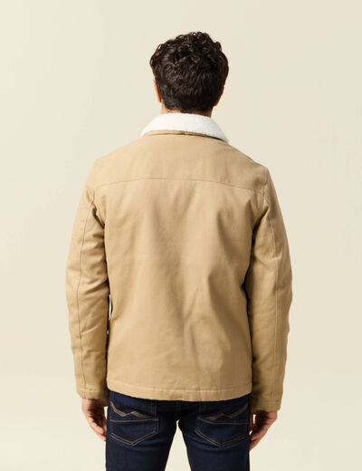 Blouson boutonn&eacute; col aviateur beige homme