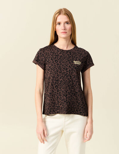 T-shirt manches courtes marron foncé femme