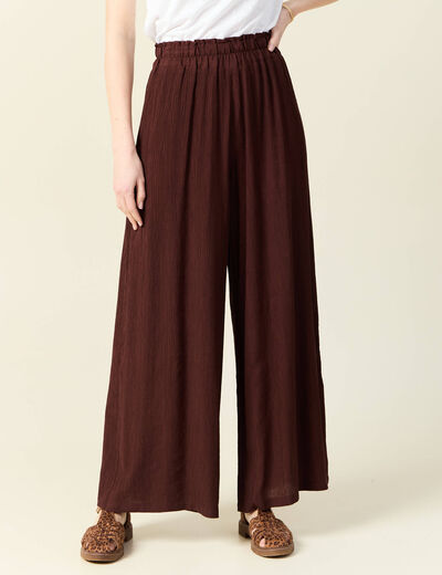 Pantalon large bordeaux femme