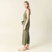 Combinaison pantalon col en V vert kaki femme