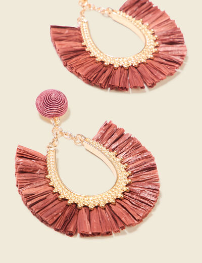 Boucles d'oreilles pendantes rouge foncé femme
