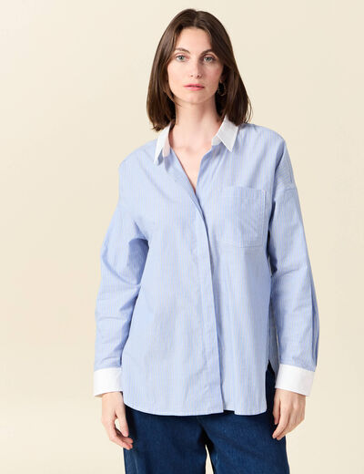 Chemise éco-responsable bleu femme