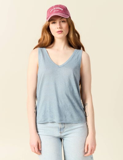 Débardeur sans manches bleu gris femme