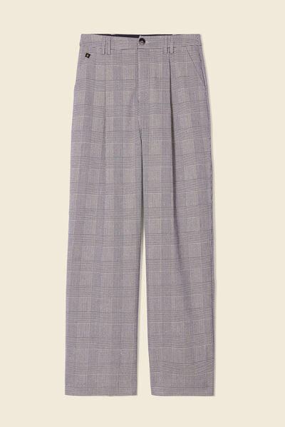 Pantalon large à pinces bleu marine femme