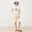 T-shirt en coton manches courtes ivoire femme