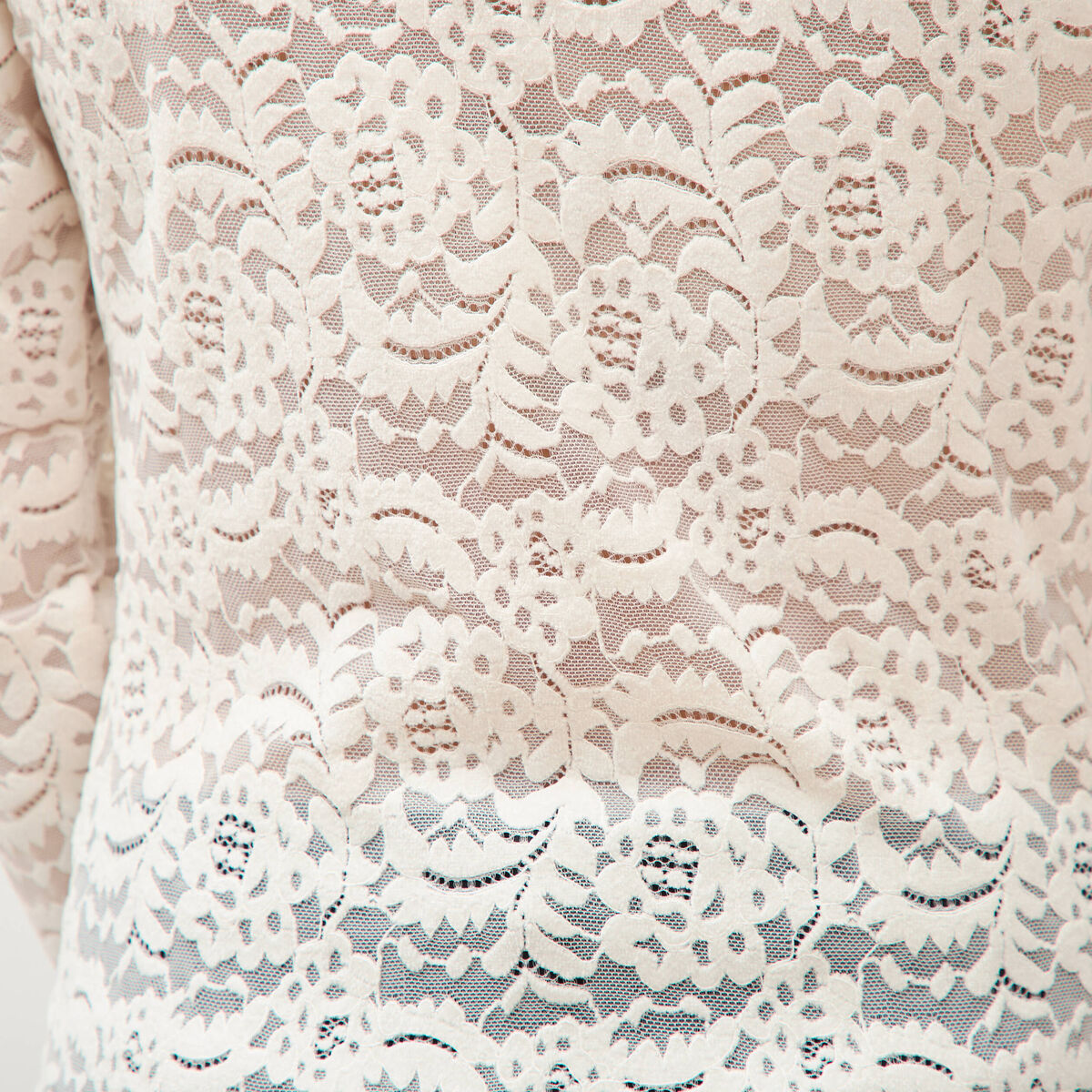 Blouse droite col bateau dentelle ivoire femme