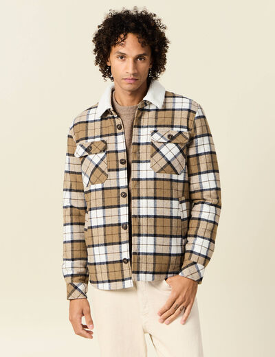 Surchemise col aviateur ecru homme