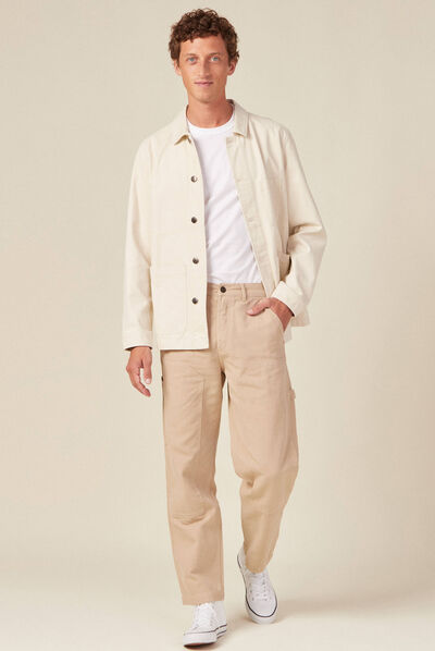 Pantalon large beige homme