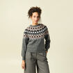 Pull col rond manches longues gris clair femme