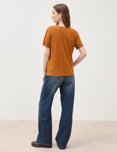 T-shirt manches courtes camel femme