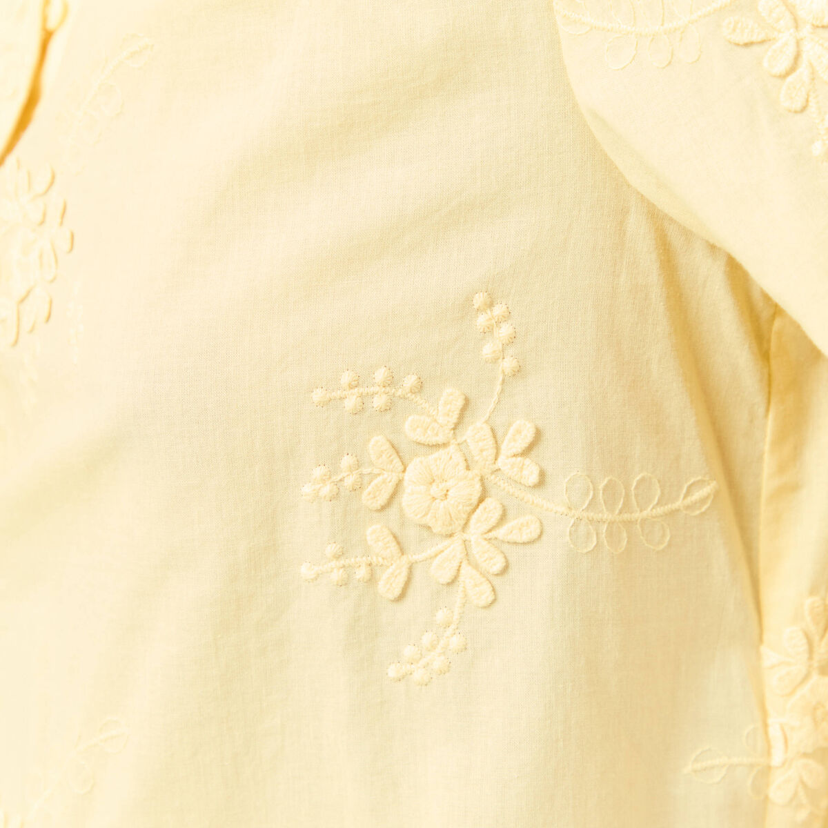 Chemise en coton manches 3/4 jaune clair femme
