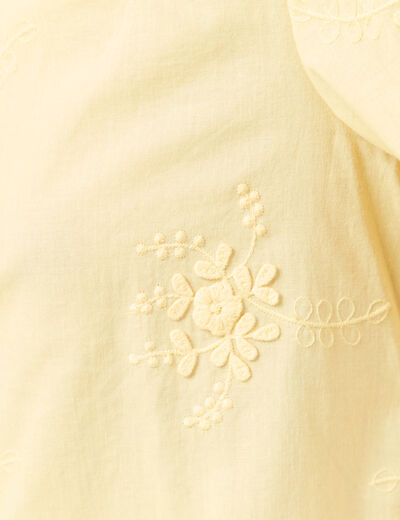 Chemise en coton manches 3/4 jaune clair femme