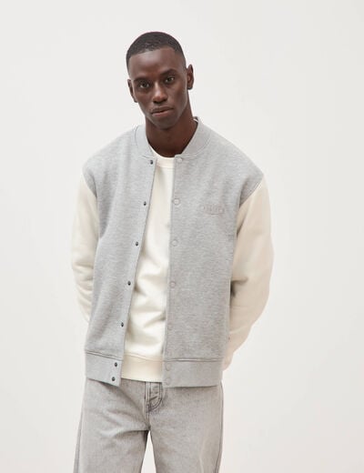 Sweat manches longues brod&eacute; gris clair homme