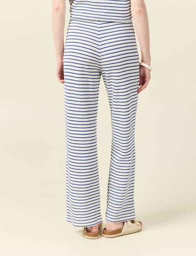Pantalon large en maille ecru femme