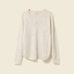 Pull manches longues col en V creme femme