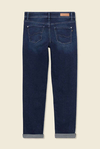 Jeans girlfriend taille haute denim dirty femme